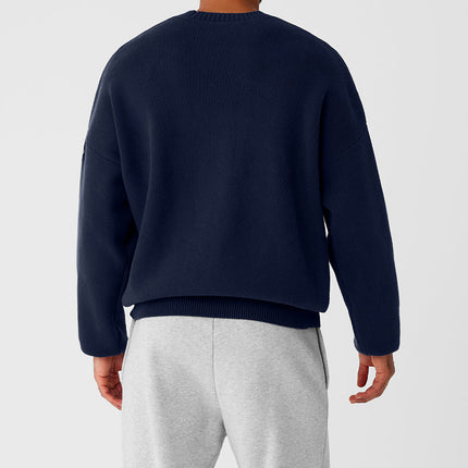 alo Men's Scholar Crew Neck Sweater - Navy