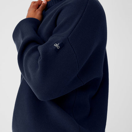 alo Men's Scholar Crew Neck Sweater - Navy
