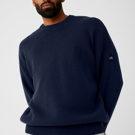 alo Men's Scholar Crew Neck Sweater - Navy