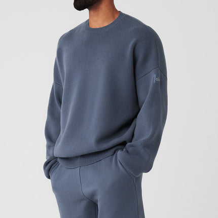 alo Men's Scholar Crew Neck Sweater - Bluestone