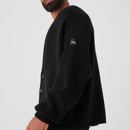 alo Men's Scholar Cardigan Sweater - Black