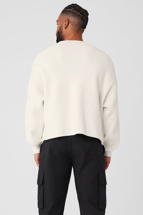 alo Men's Scholar Cardigan Sweater - Ivory