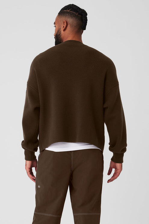 alo Men's Scholar Cardigan Sweater - Espresso