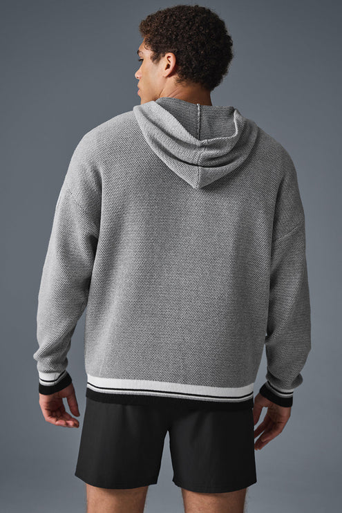alo Men's Sports Club Sweater Knit Hoodie - Athletic Heather Grey