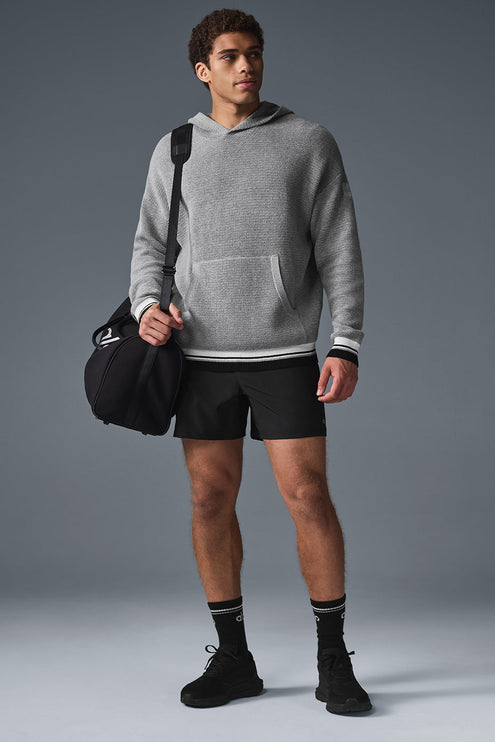 alo Men's Sports Club Sweater Knit Hoodie - Athletic Heather Grey