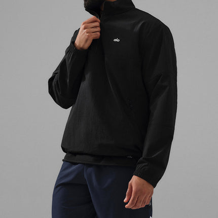 alo Men's Lightweight Takeaway Track Pullover - Black