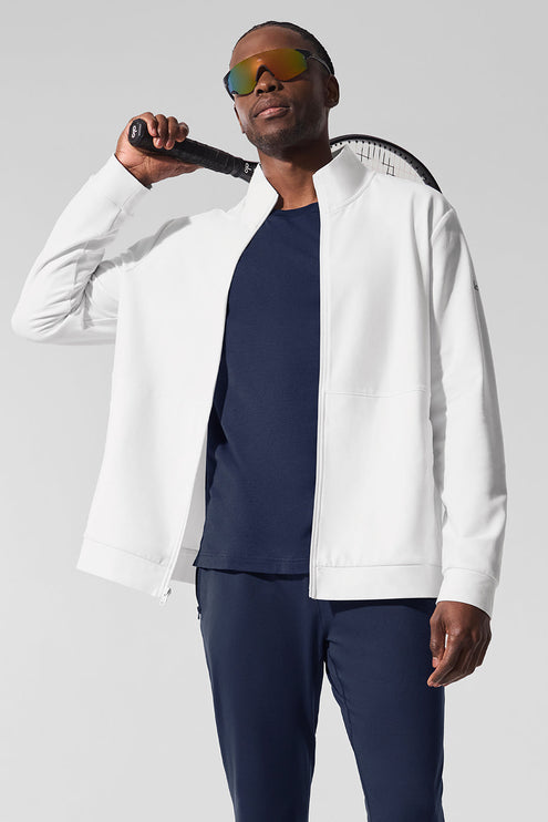 alo Men's Conquer Max Mock Neck Full Zip - White