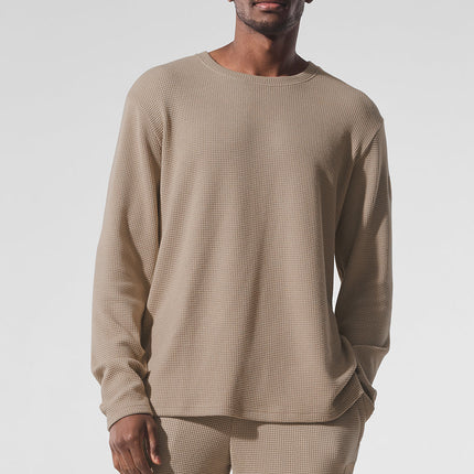 alo Men's Elevate Waffle Long Sleeve Crew - Gravel