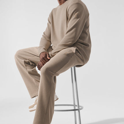 alo Men's Elevate Waffle Long Sleeve Crew - Gravel