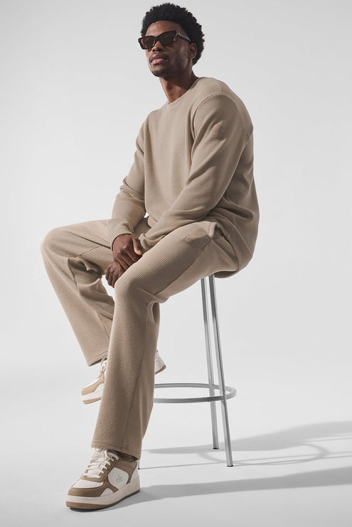 alo Men's Elevate Waffle Long Sleeve Crew - Gravel