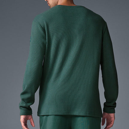 alo Men's Elevate Waffle Long Sleeve Crew - Winter Ivy