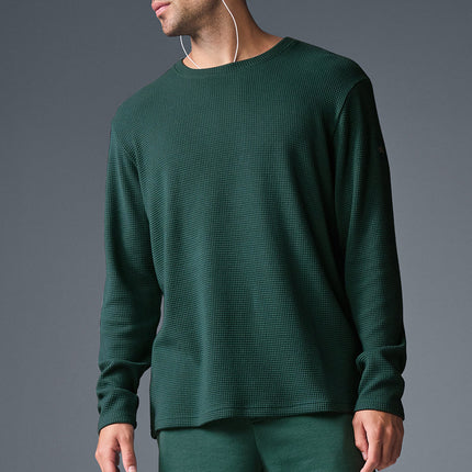 alo Men's Elevate Waffle Long Sleeve Crew - Winter Ivy