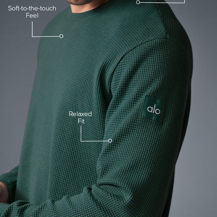 alo Men's Elevate Waffle Long Sleeve Crew - Winter Ivy