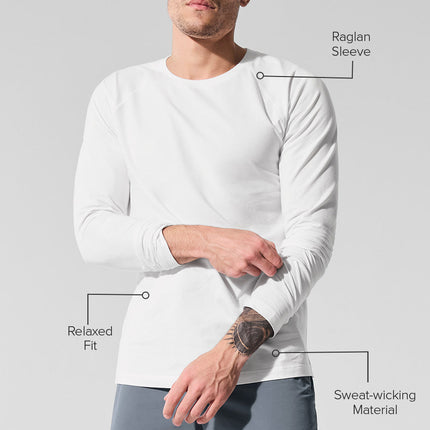 alo Men's Alo Vapor Crewneck Long Sleeve - White