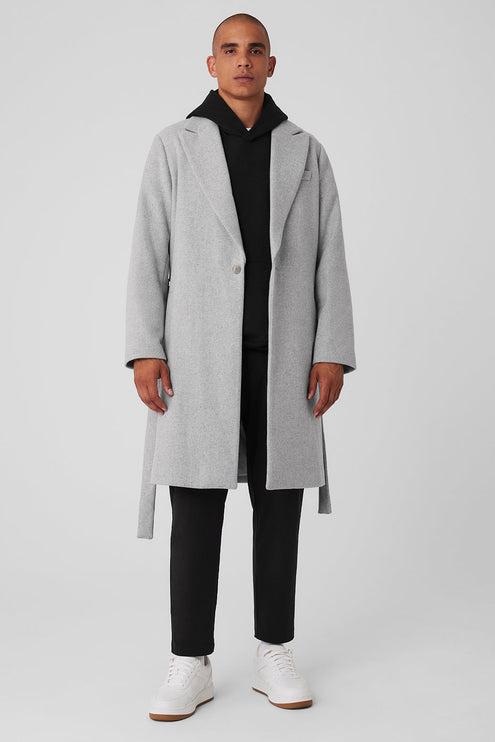alo Men's Wool Gameday Overcoat - Athletic Heather Grey