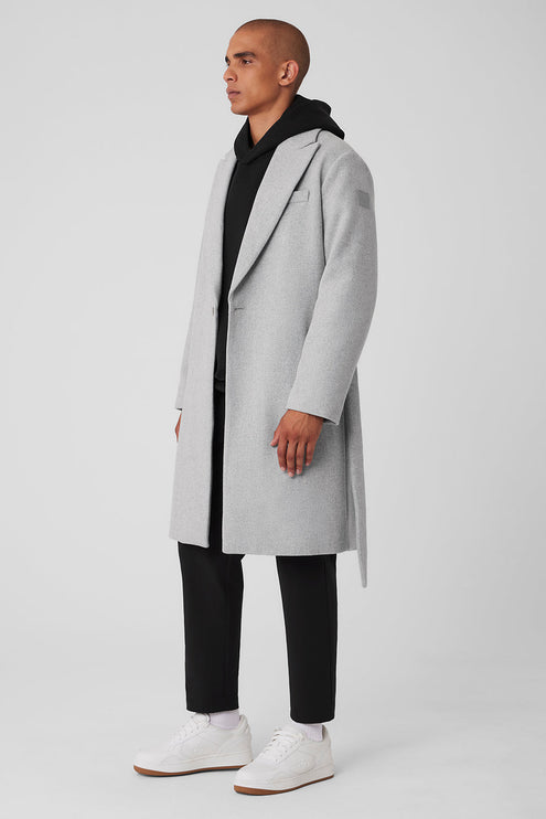 alo Men's Wool Gameday Overcoat - Athletic Heather Grey