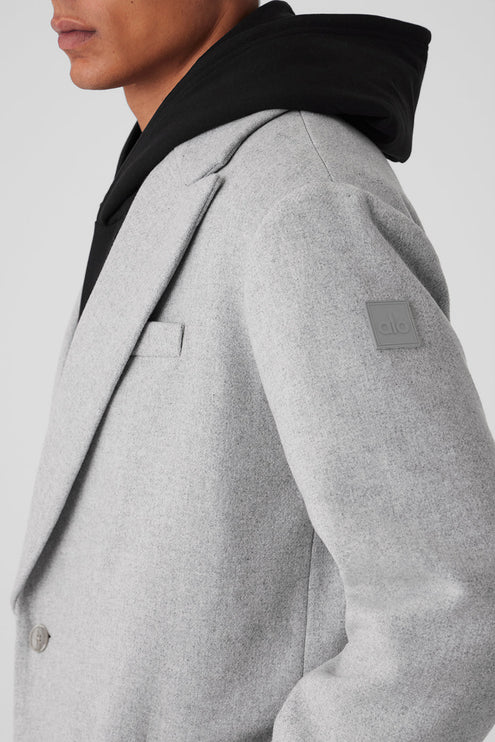 alo Men's Wool Gameday Overcoat - Athletic Heather Grey
