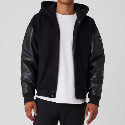 alo Men's Select Hooded Bomber Jacket - Black