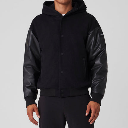 alo Men's Select Hooded Bomber Jacket - Black