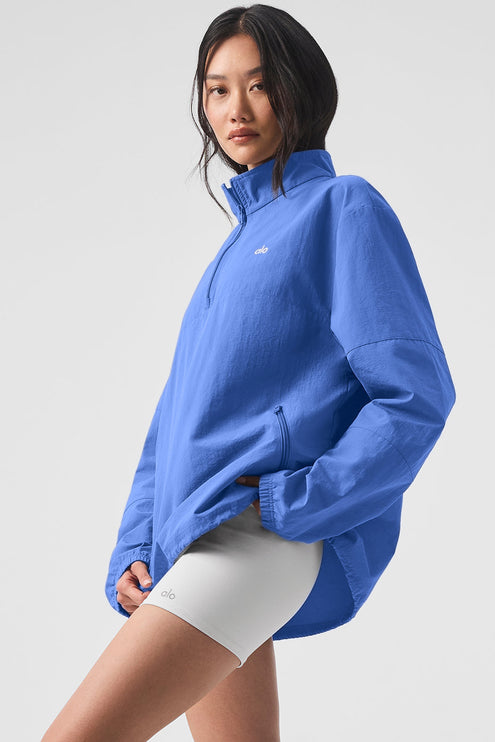 alo Women's Light Weight Takeaway Track Pullover - Marathon Blue