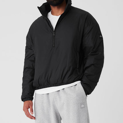 alo Men's Latitude Light Weight 1/2 Zip Pullover Jacket - Black