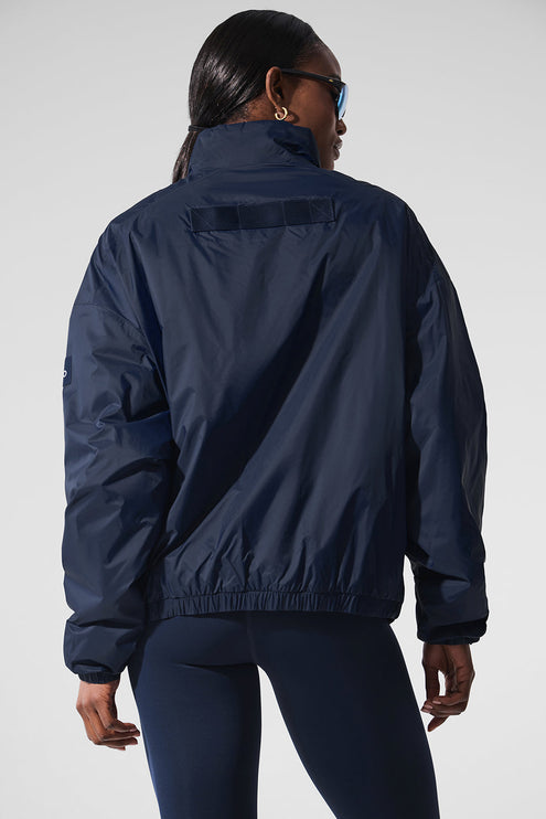 alo Women's Latitude Light Weight 1/2 Zip Pullover Jacket - Navy