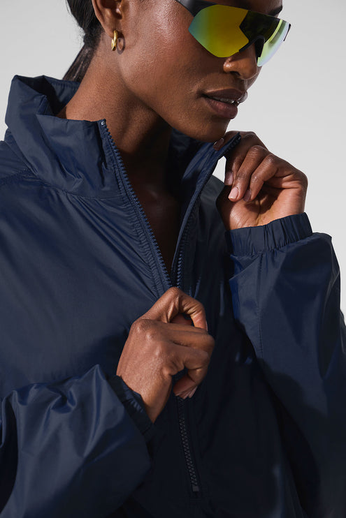 alo Women's Latitude Light Weight 1/2 Zip Pullover Jacket - Navy