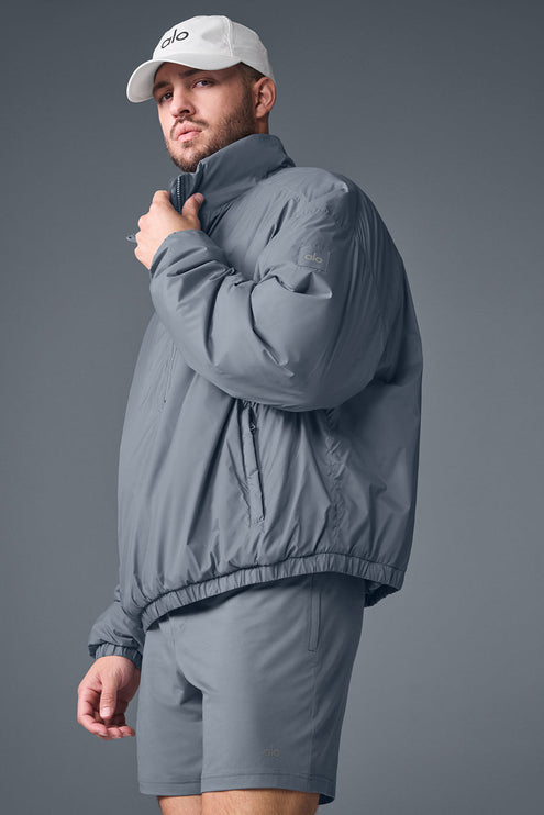 alo Men's Latitude Light Weight 1/2 Zip Pullover Jacket - Steel Grey