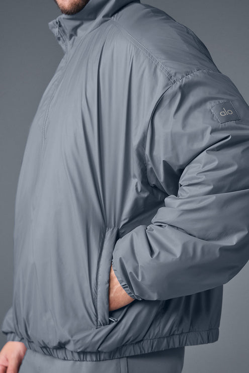 alo Men's Latitude Light Weight 1/2 Zip Pullover Jacket - Steel Grey