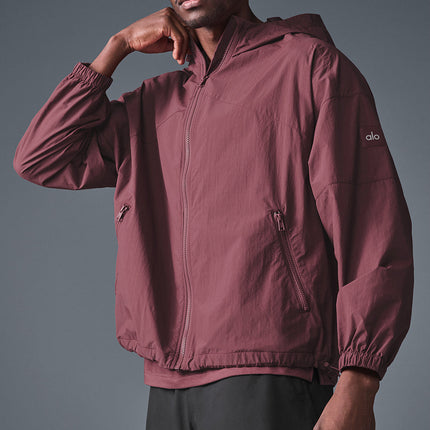 alo Men's Vantage Nylon Ripstop Track Jacket - Burgundy Truffle