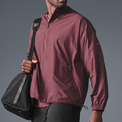 alo Men's Vantage Nylon Ripstop Track Jacket - Burgundy Truffle