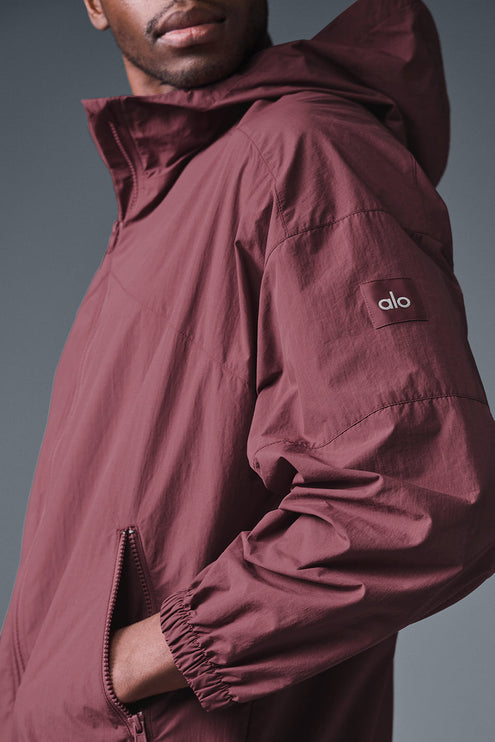alo Men's Vantage Nylon Ripstop Track Jacket - Burgundy Truffle