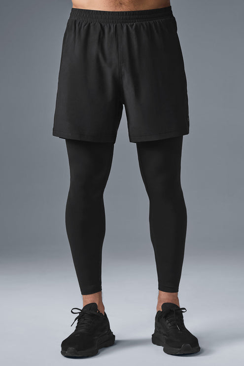 alo Men's 5" Revival 2-in-1 Pant - Black/Black