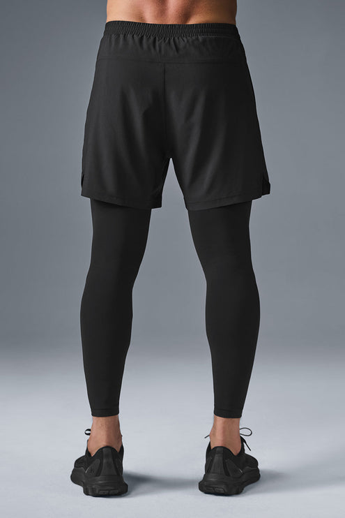 alo Men's 5" Revival 2-in-1 Pant - Black/Black