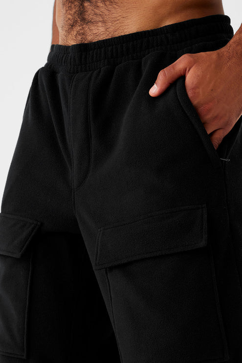 alo Men's Polar Fleece Ridge Cargo Pants - Black