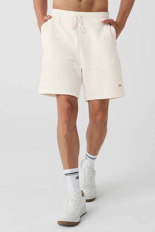 alo Men's Quilted Stadium Short - Ivory