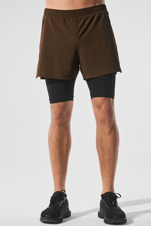 alo Men's 5" Revival 2-in-1 Short - Espresso/Black
