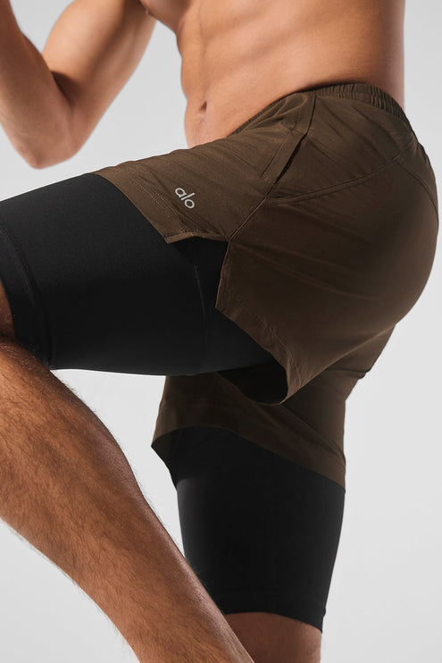 alo Men's 5" Revival 2-in-1 Short - Espresso/Black