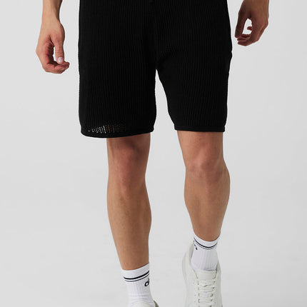 alo Men's Open-Knit Short - Black