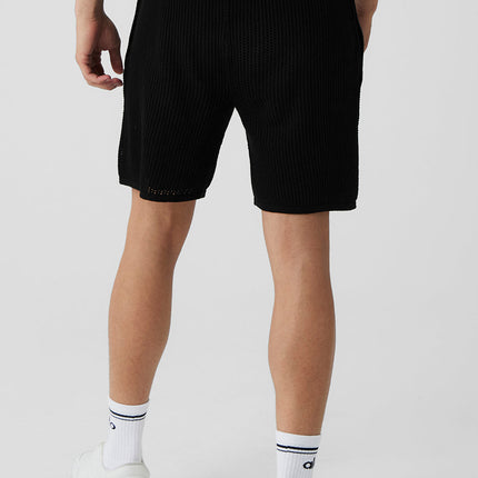 alo Men's Open-Knit Short - Black