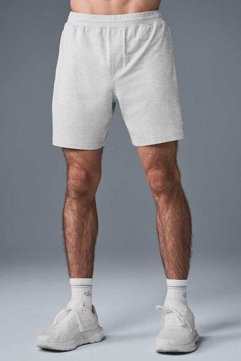 alo Men's 7" Conquer React Performance Short - Athletic Heather Grey
