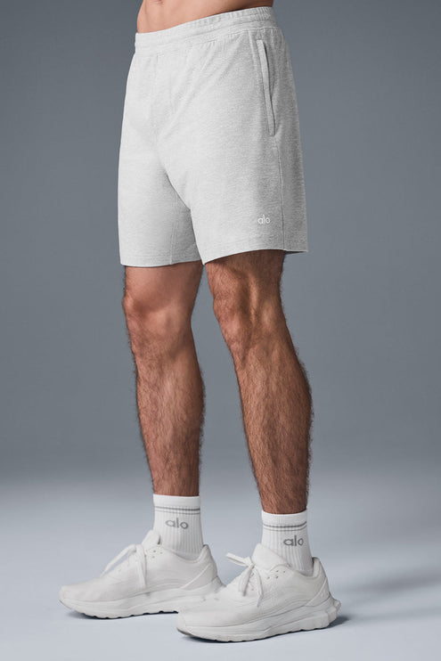 alo Men's 7" Conquer React Performance Short - Athletic Heather Grey