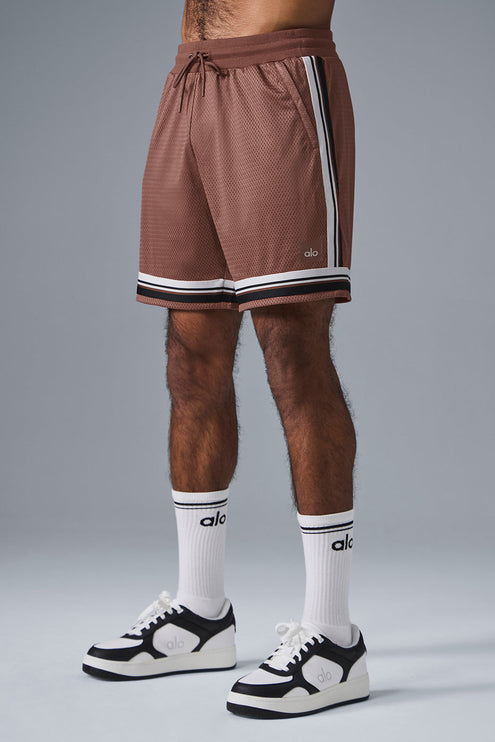 alo Men's 7" Key Mesh Basketball Short - Chestnut