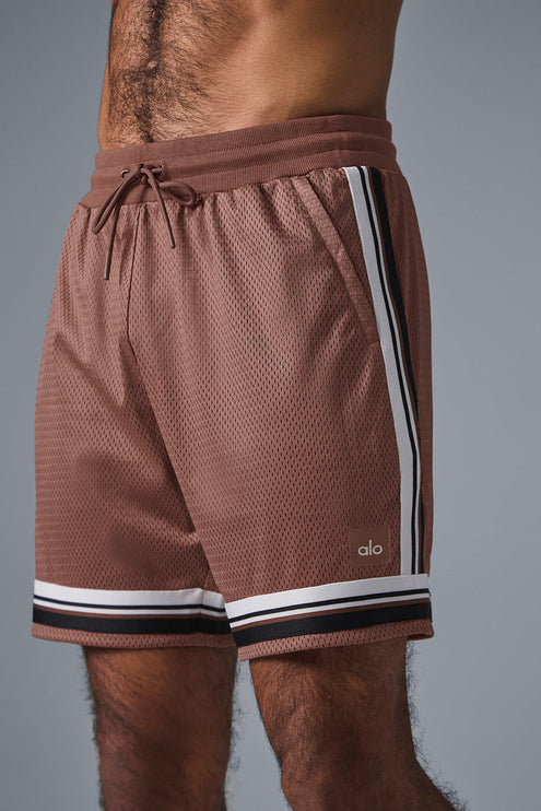 alo Men's 7" Key Mesh Basketball Short - Chestnut