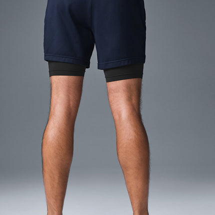 alo Men's Conquer React 2-In-1 Performance Short - Navy/Black