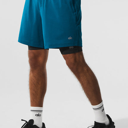 alo Men's Conquer React 2-In-1 Performance Short - Eclipse Blue/Black