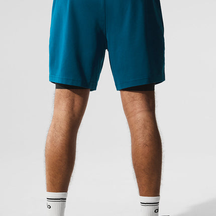alo Men's Conquer React 2-In-1 Performance Short - Eclipse Blue/Black