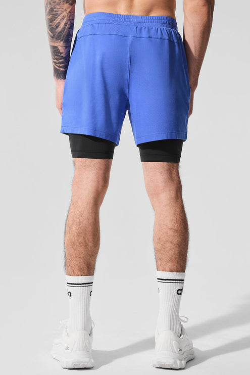 alo Men's Conquer React 2-In-1 Performance Short - Marathon Blue/Black