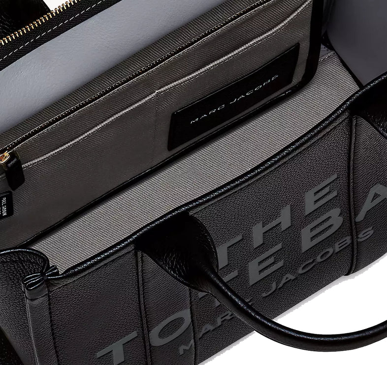 Marc Jacobs Women's The Leather Medium Tote Bag Black - Hemen Kargoda