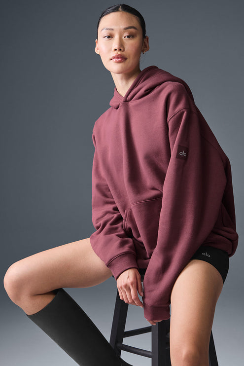 alo Women's Renown Heavy Weight Hoodie - Burgundy Truffle
